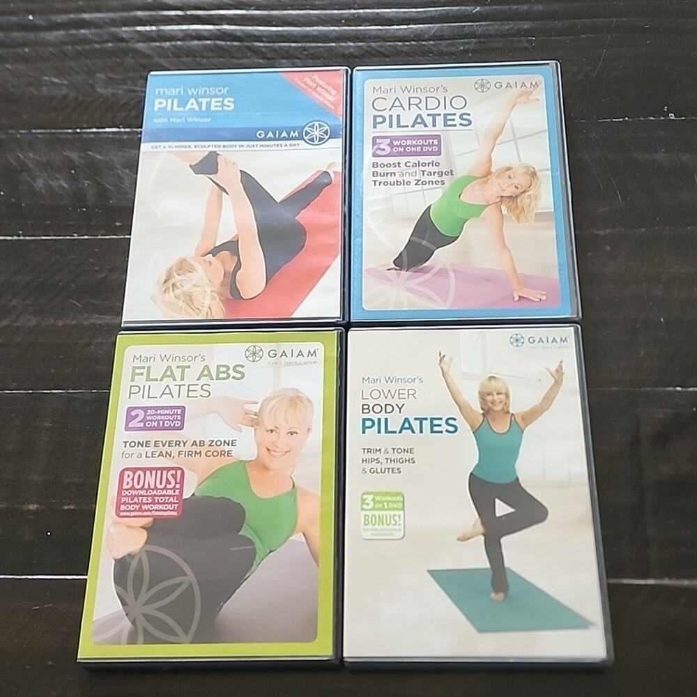 PILATES Mari Winsor DVD GAIAM Y2K 90's Vintage Exercise Workout - 4 DVDs